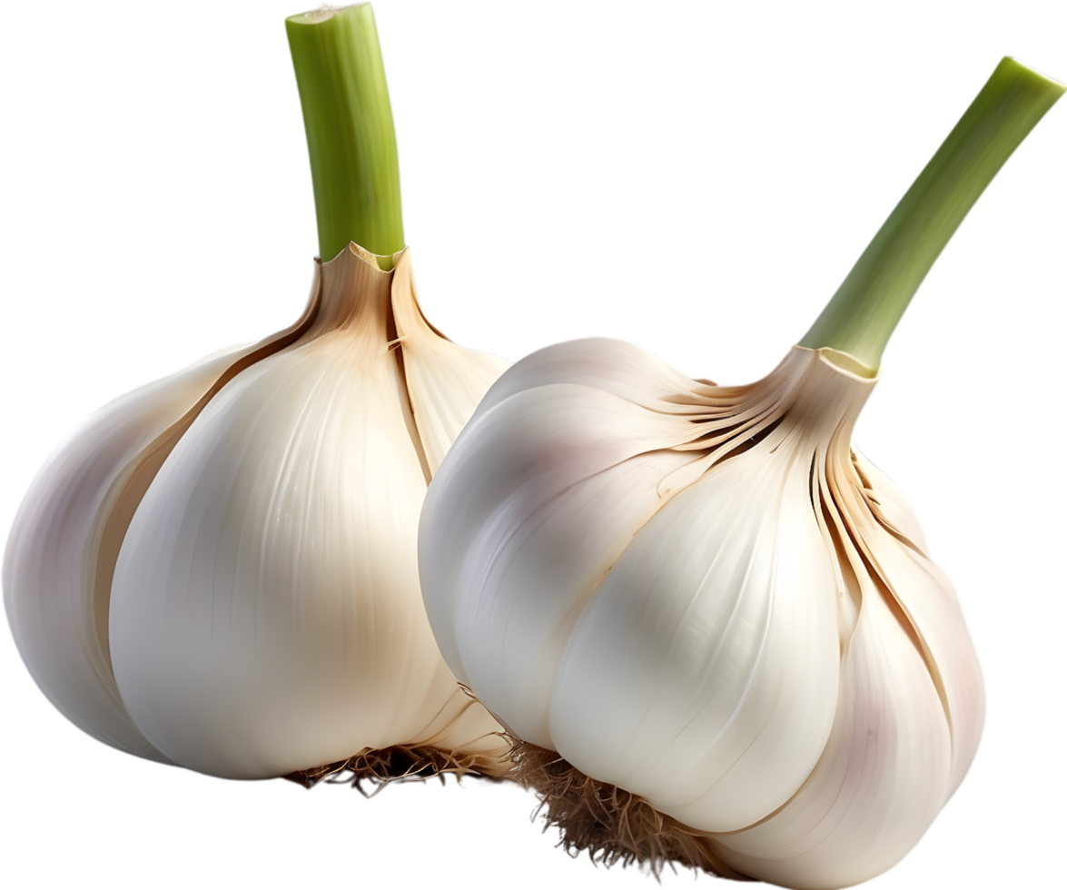 AI generated two garlic bulbs on a transparent background png