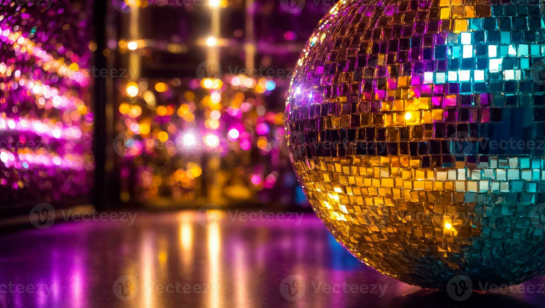 AI generated Beautiful colored disco ball closeup photo