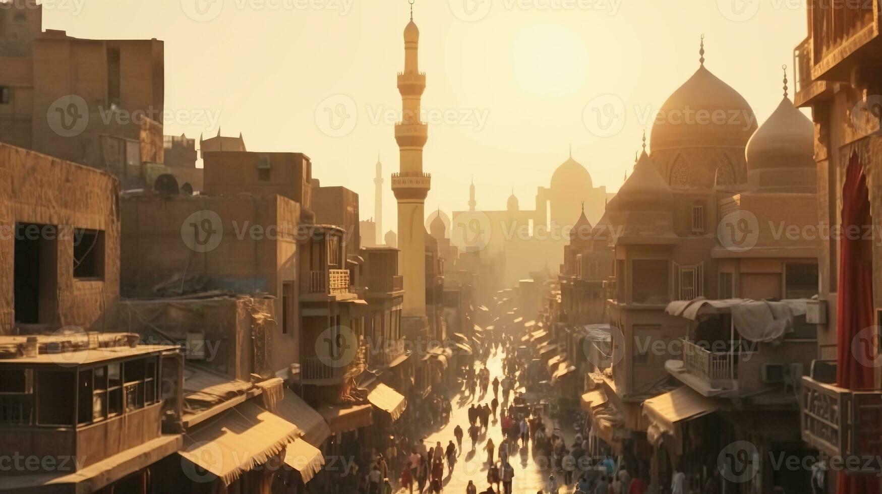 panoramic view of cairo old narrow Generative AI photo