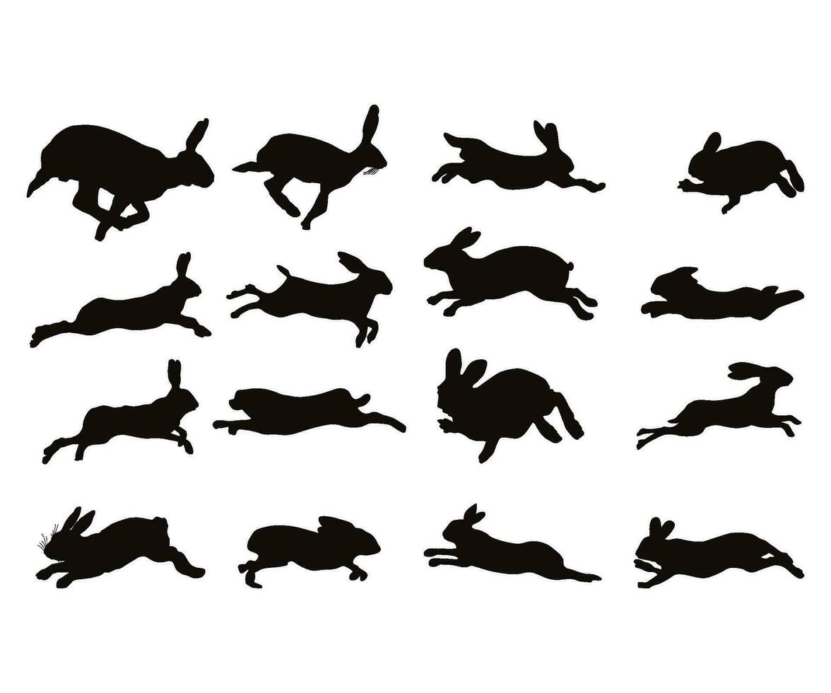 Rabbit running, Bunny Bundle, Easter bunny shape, Rabbit Cricut, Rabbit Clipart, Rabbit Cut Files vector