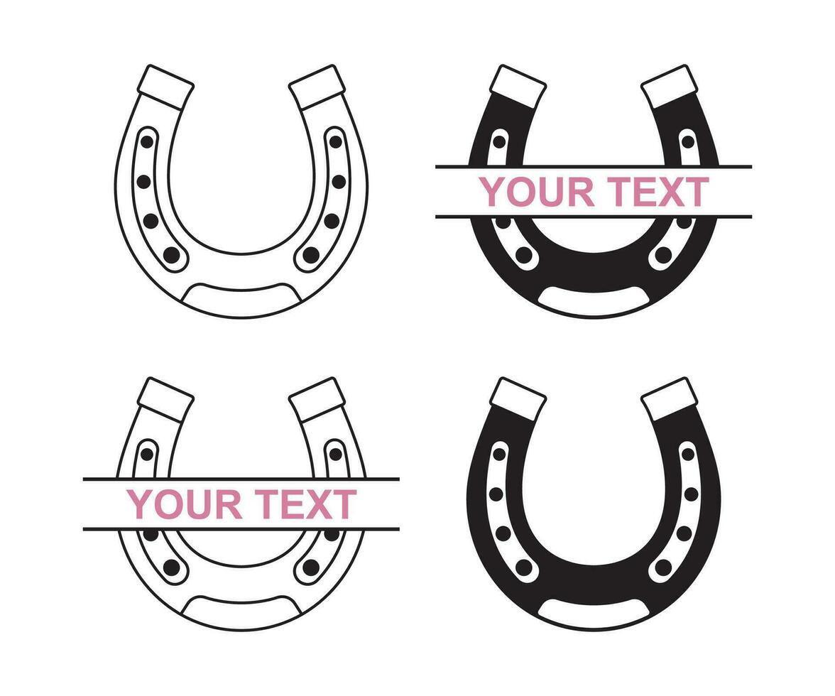 Horseshoe Vector, Horseshoe Outline, Horseshoe Horseshoe split monogram, Horse Shoe Cut File vector