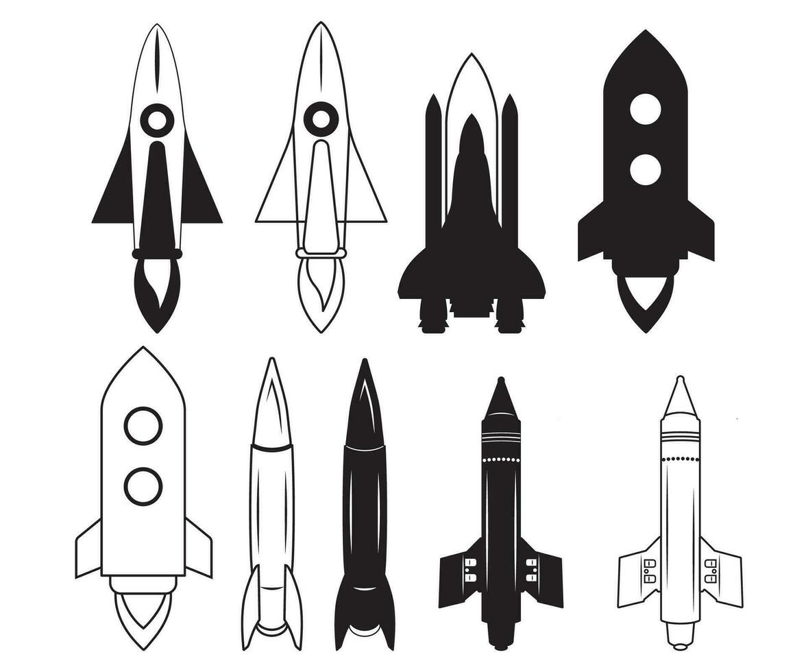 Rocket, Rocket Vector Bundle, Spaceship, Rocket Clipart, Mid Century Vintage Rockets, Rocket Ship, Space Shuttle