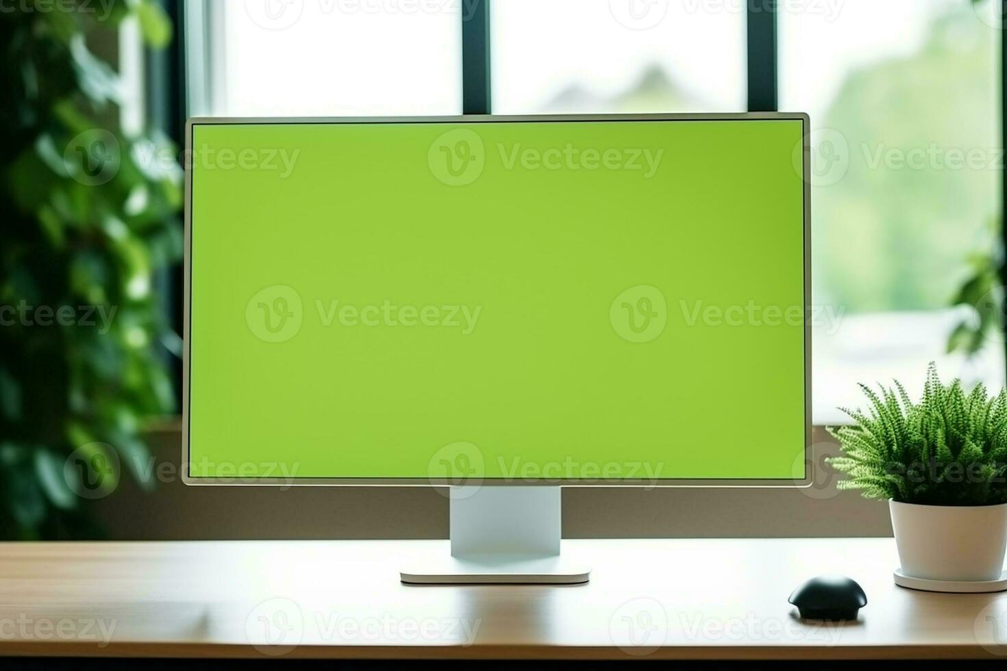 AI generated a blank an empty monitor led LCD screen for mockup in office photo