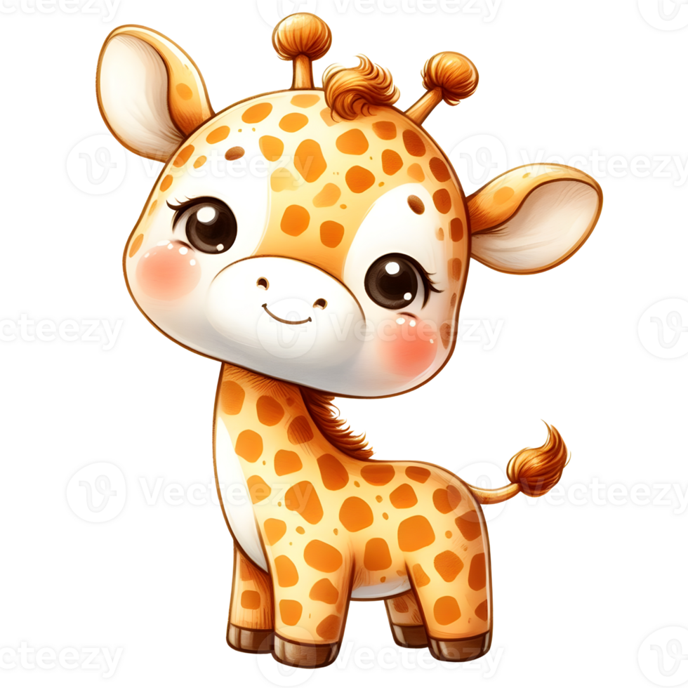 AI generated watercolor Cute cartoon giraffe png