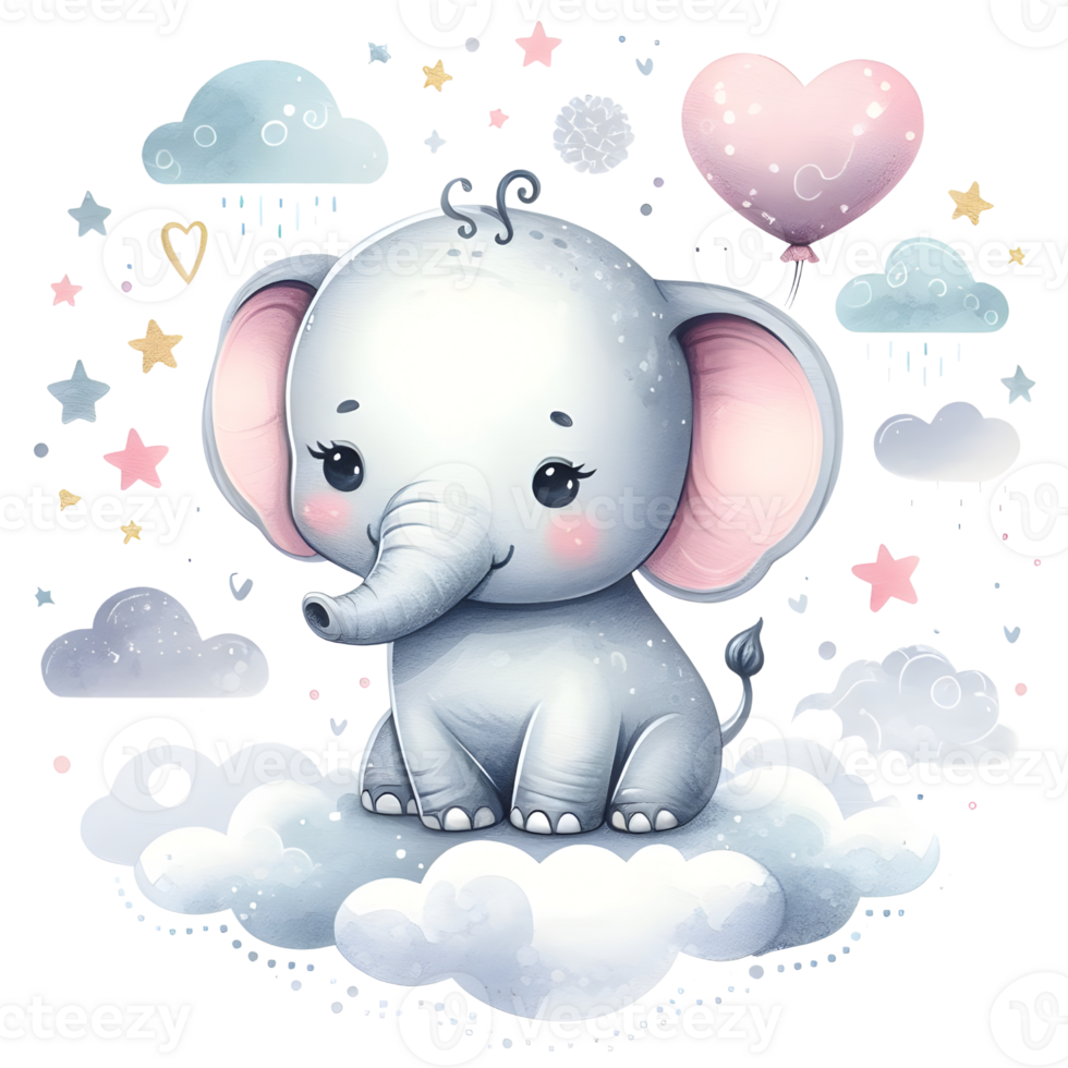 ai généré mignonne dessin animé bébé l'éléphant. png