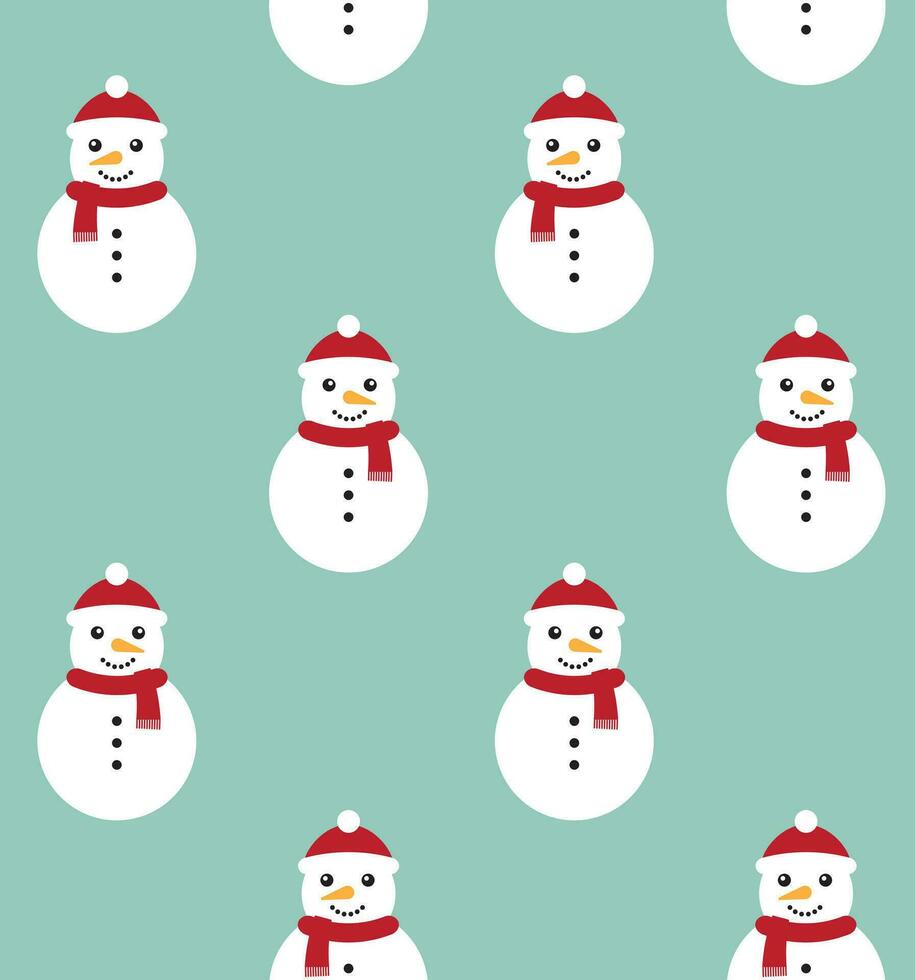 Vector seamless pattern of flat cartoon snowman