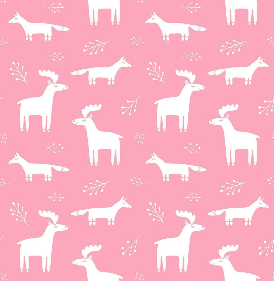 Vector seamless pattern of doodle animals