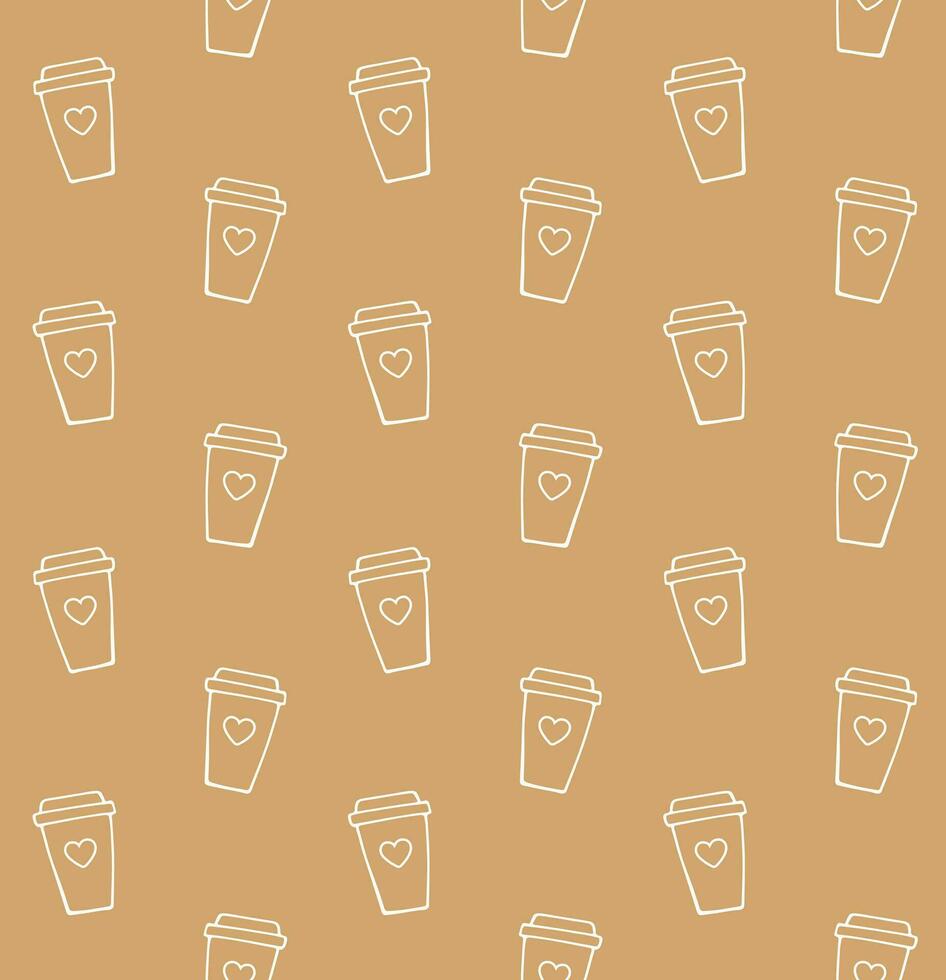 Vector seamless pattern of color take away coffee