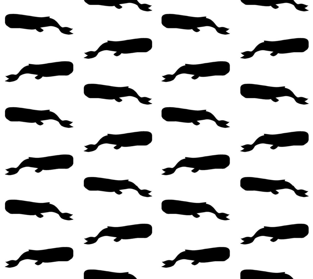 Vector seamless pattern of sperm whale cachalot silhouette