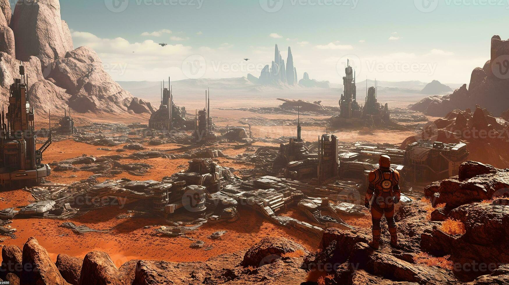 town on planet mars Generative AI photo