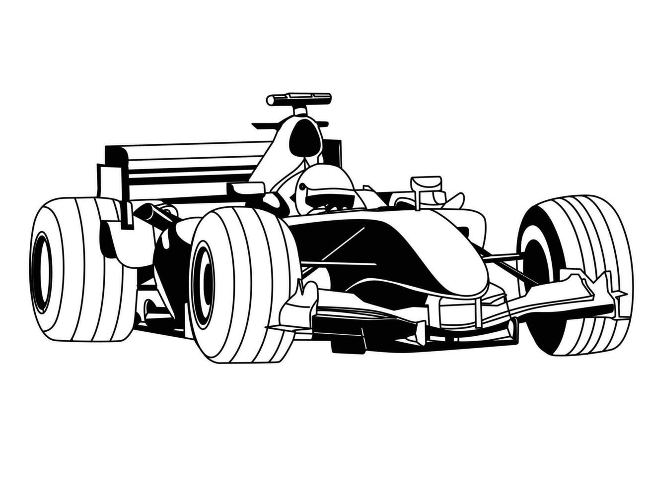 Racing car vector line art illustration