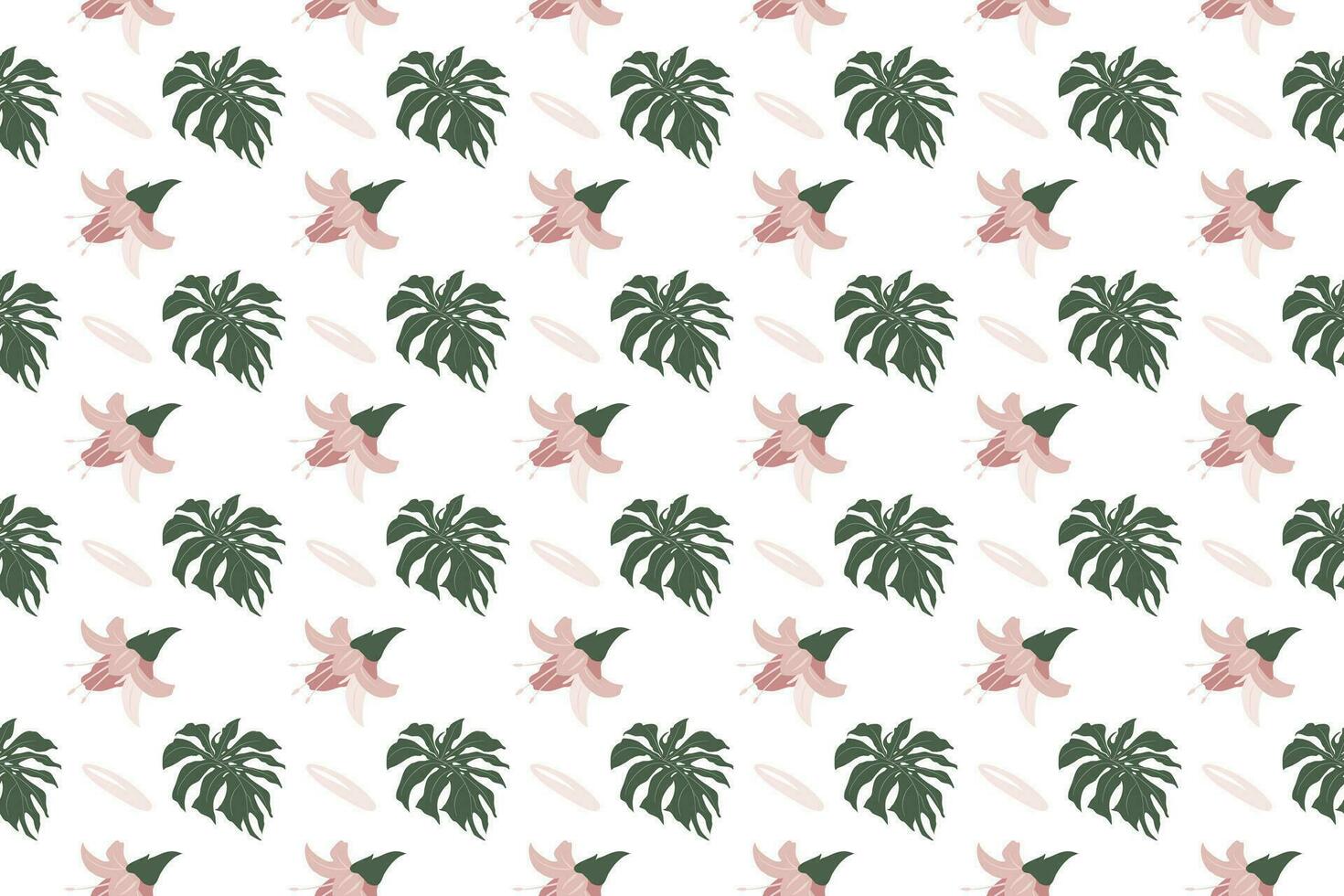set of cheese plant Monstera leaves arrange as seamless pattern background vector