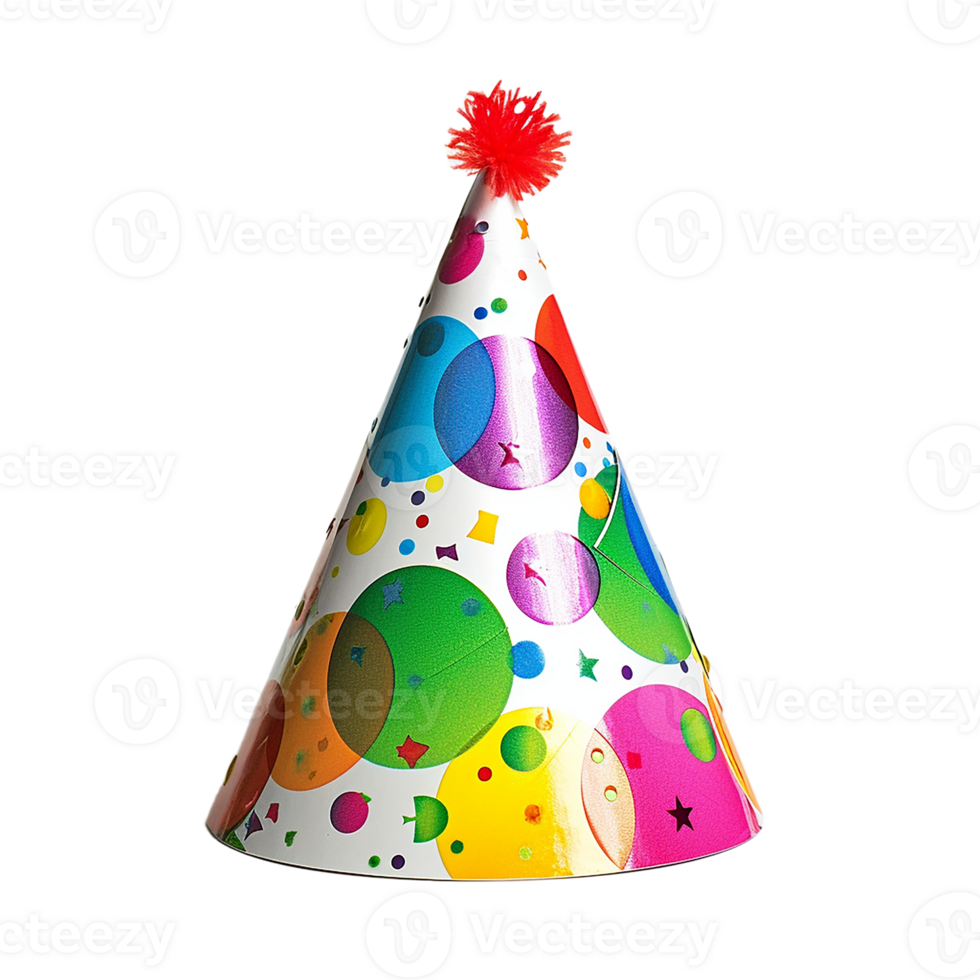 AI generated Colorful Birthday Party Hat Isolated Cutout on Transparent Background png