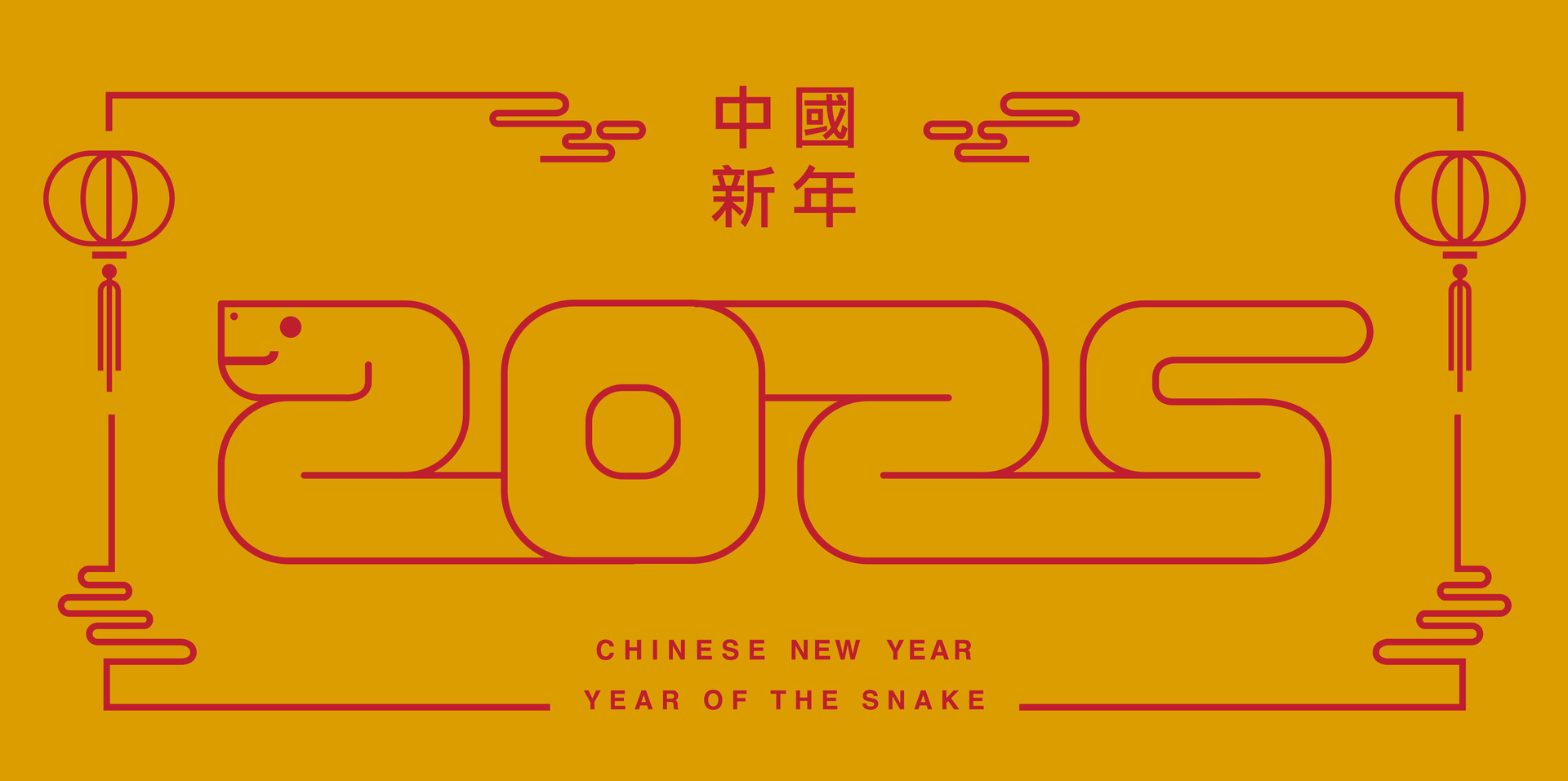 Lunar new year, Chinese New Year 2025 , Year of the Snake , outline