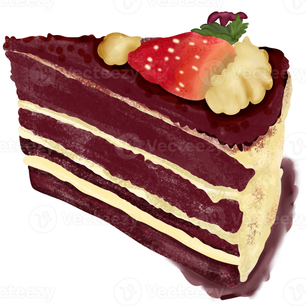 piece of brownie cake with strawberry png