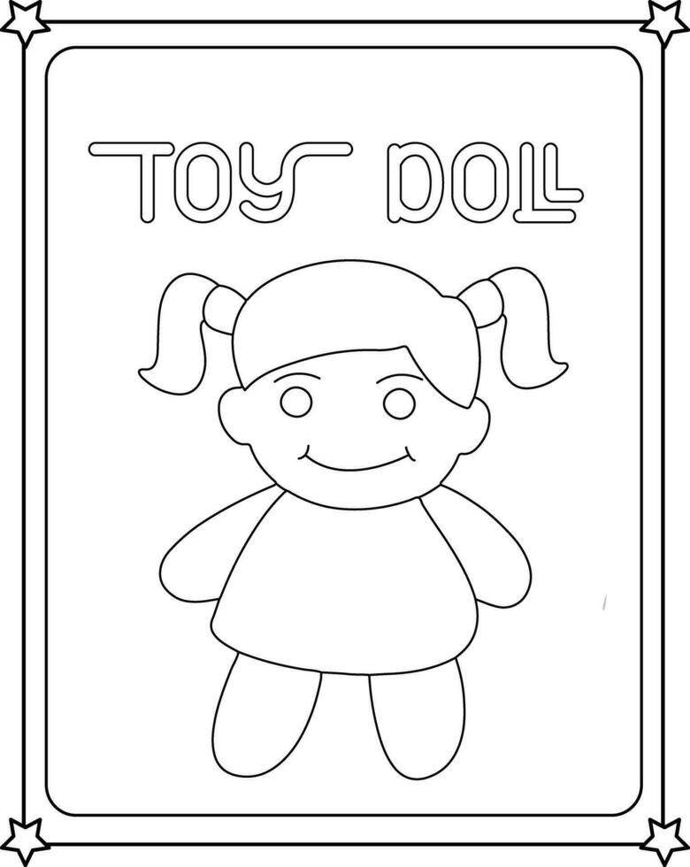 vector coloring image of toy doll