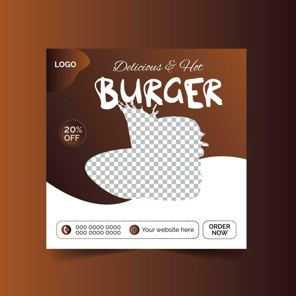 delicioso y caliente hamburguesa asiático comida social medios de comunicación modelo vector