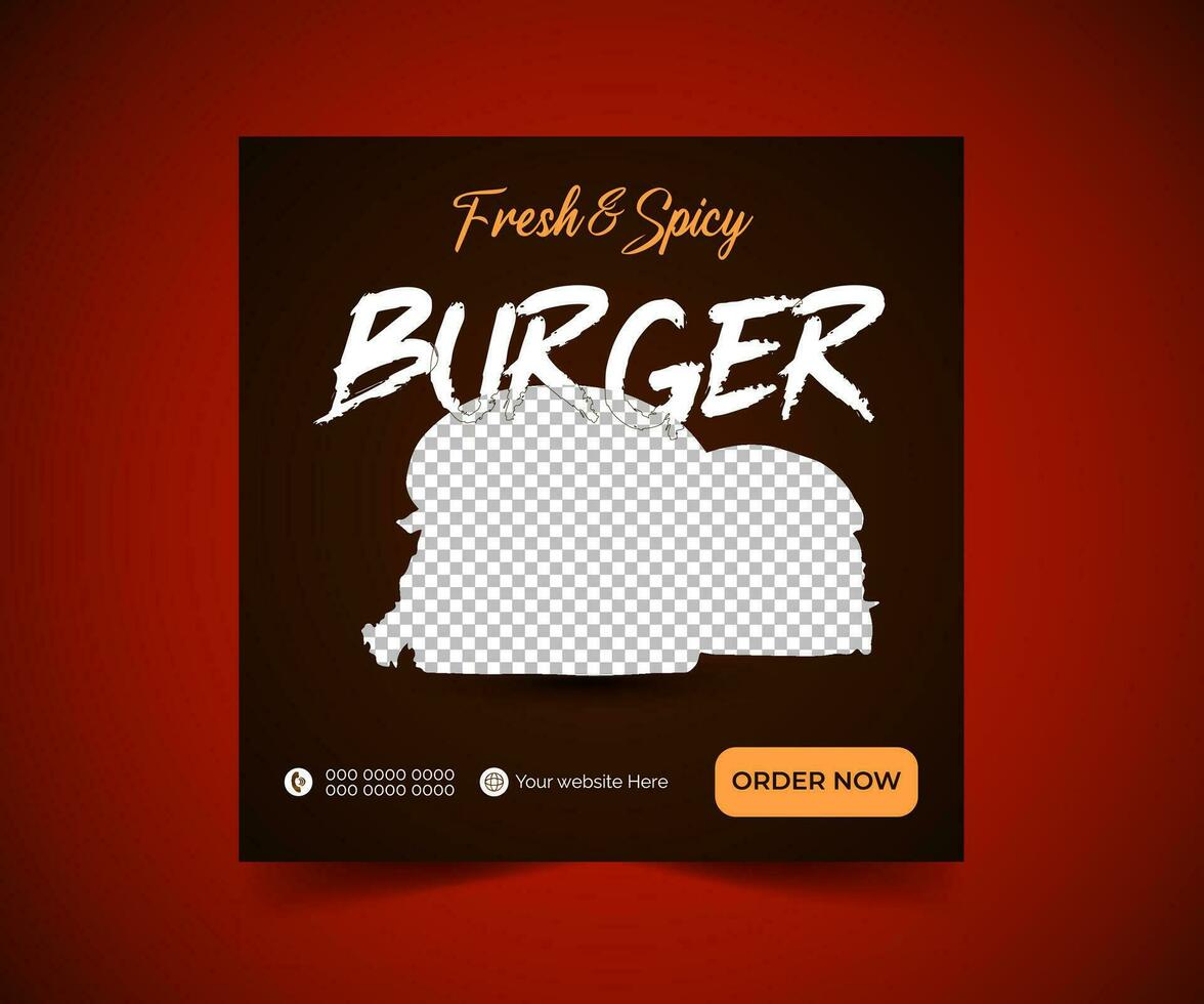 Fresh and spicy burger social media template vector