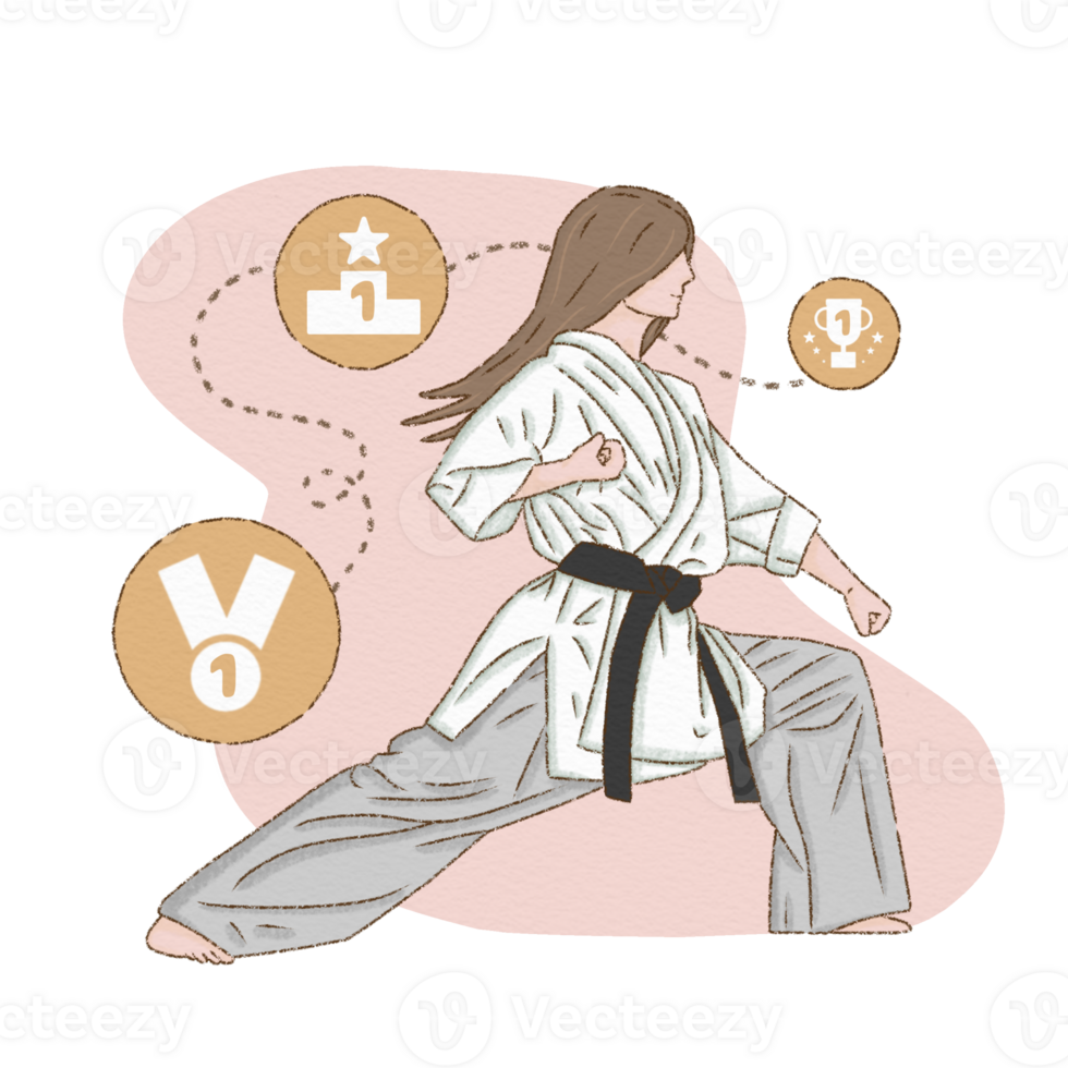 Illustration of a Taekwondo Girl png