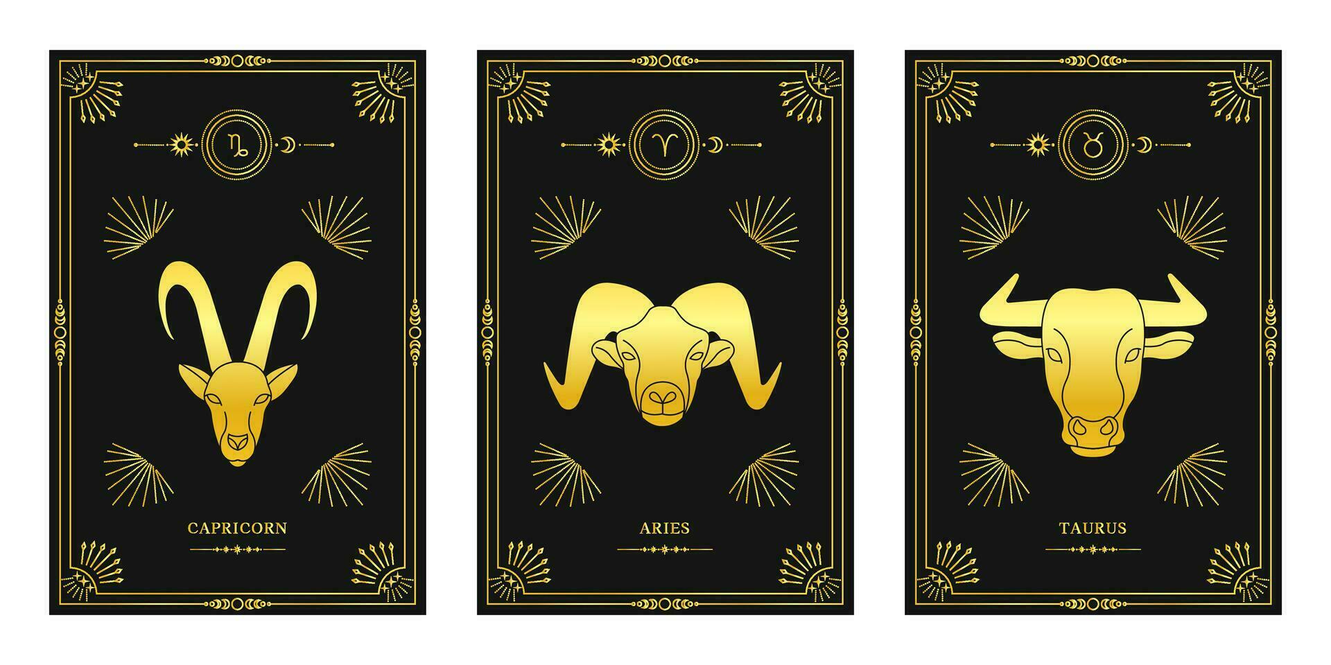 Zodiac astrology horoscope set. Celestial mystical zodiacal horoscope templates for logo, poster or card. vector