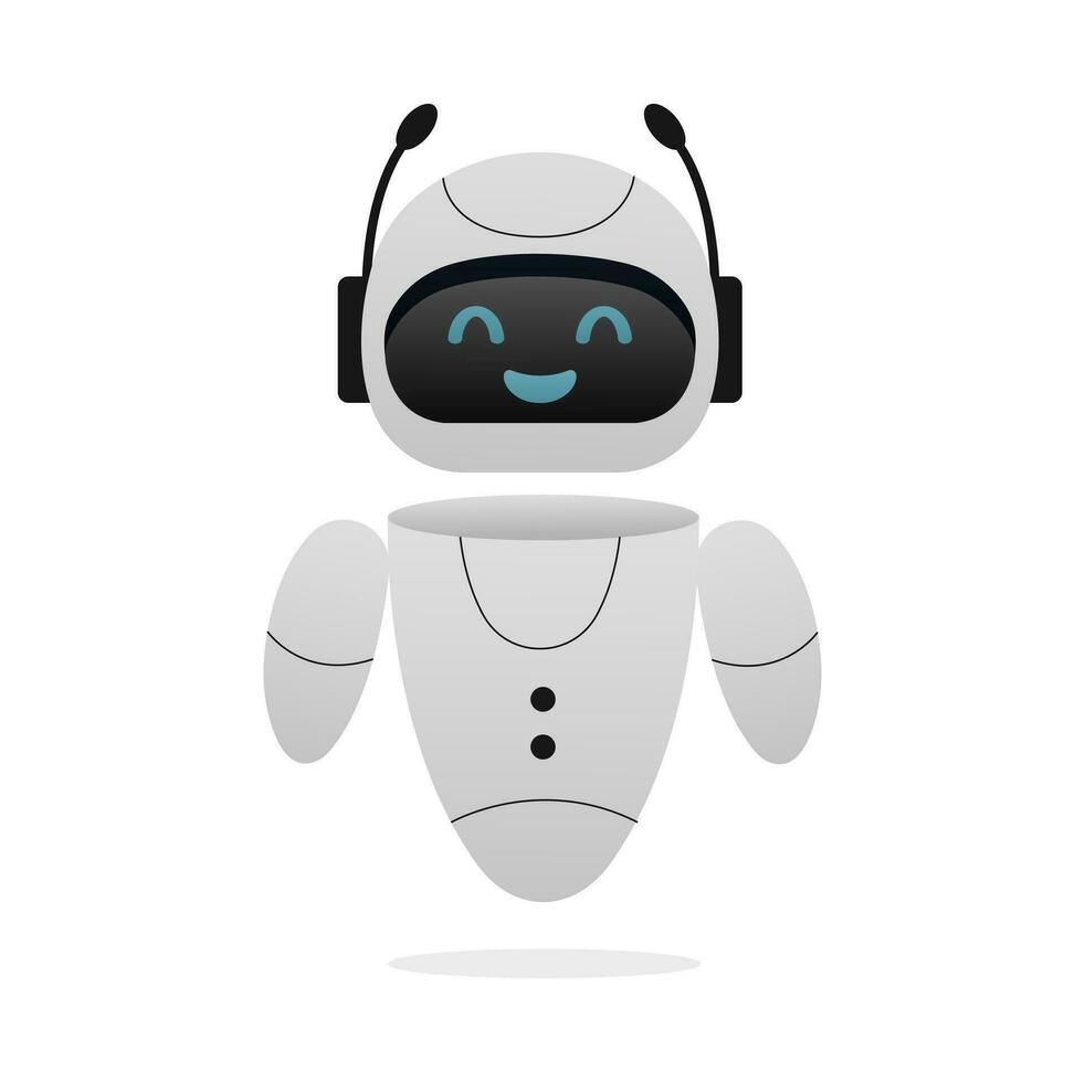 Chatbot neural network, AI servers and robots technology. Cute chatbot ai character. vector