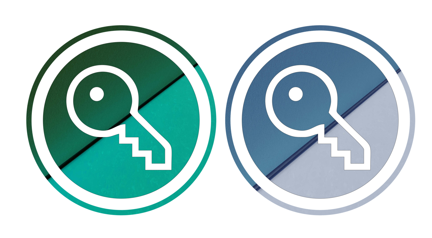 Blue and green key icon symbol with texture png