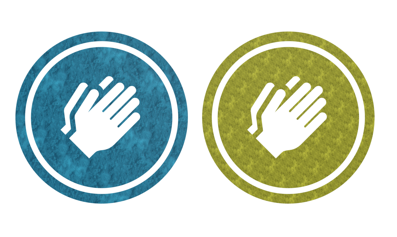 Calp hand icon symbol blue and yellow with texture png