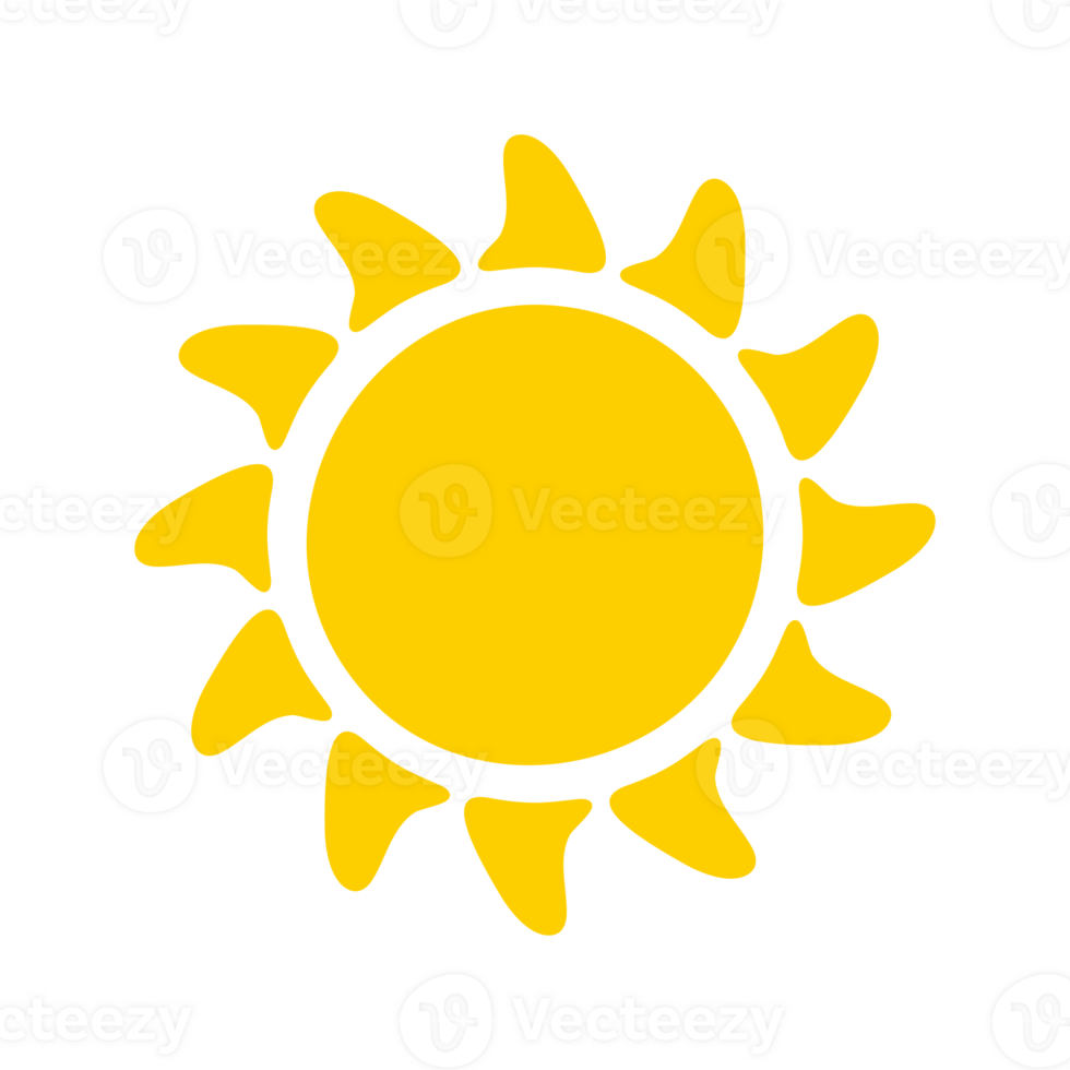 Sun icon. The silhouette of the sun shining brightly on a spring morning png