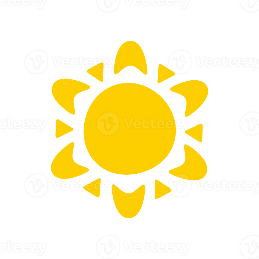 Sun icon. The silhouette of the sun shining brightly on a spring morning png
