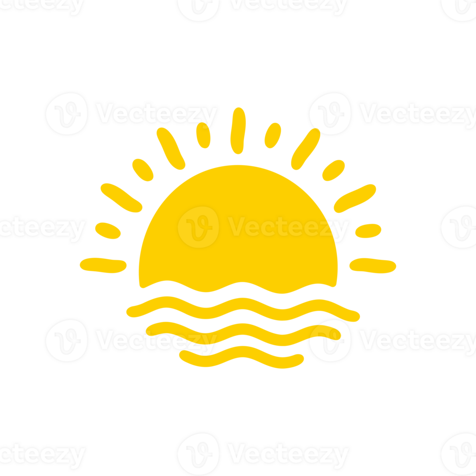 The sun sets on the sea on a summer evening. png