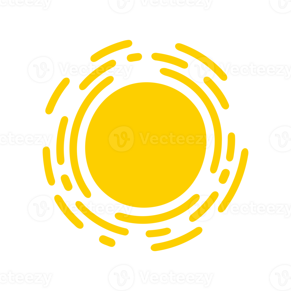 Sun icon. The silhouette of the sun shining brightly on a spring morning png