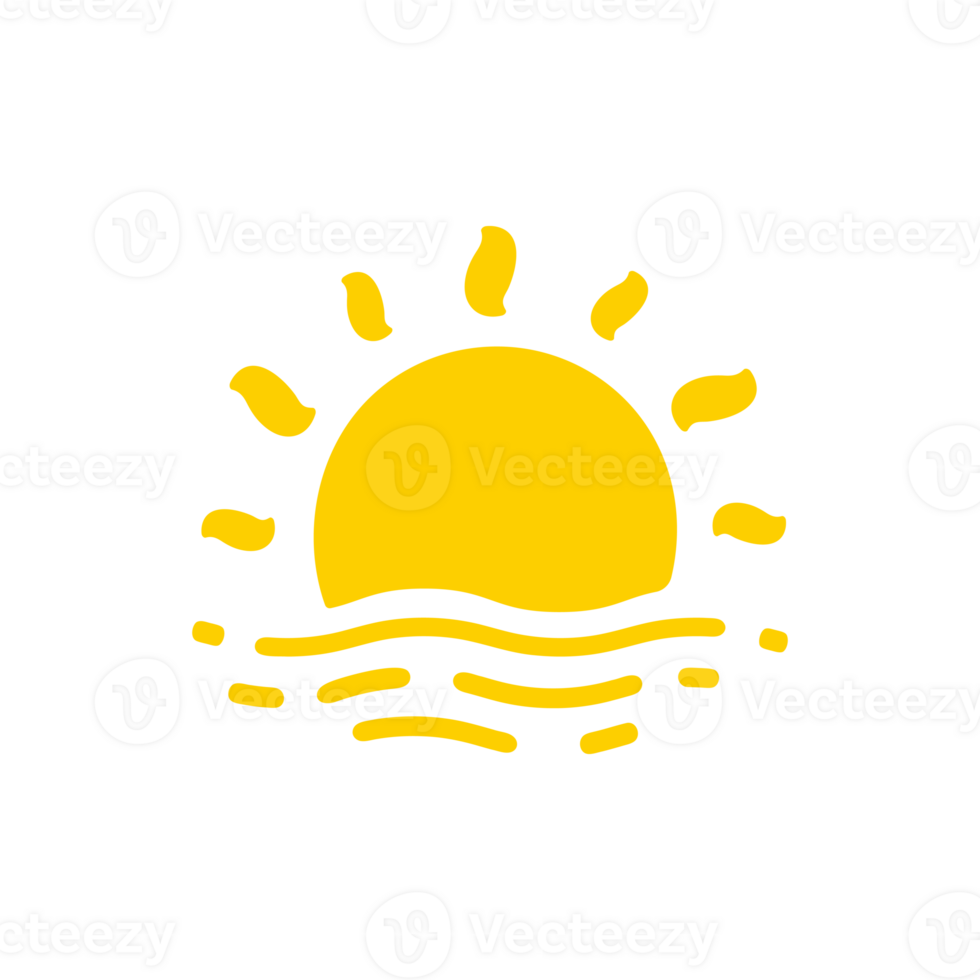 The sun sets on the sea on a summer evening. png