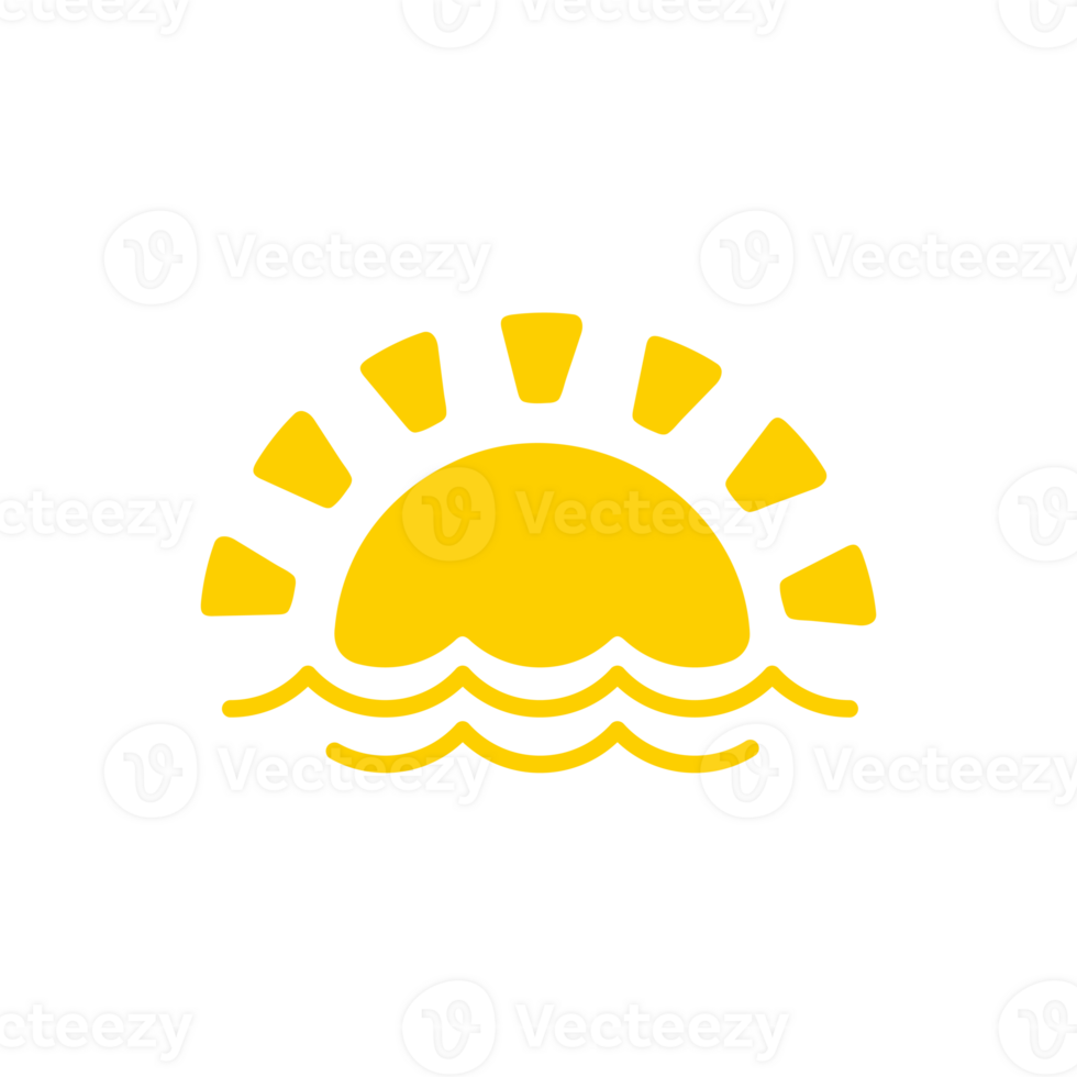 The sun sets on the sea on a summer evening. png
