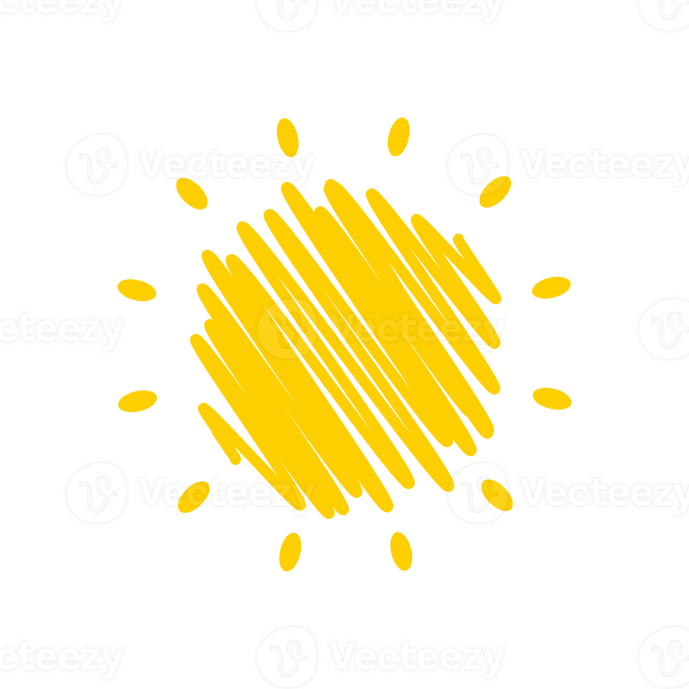 Simple hand drawn cartoon sun. morning weather decorative elements for children png