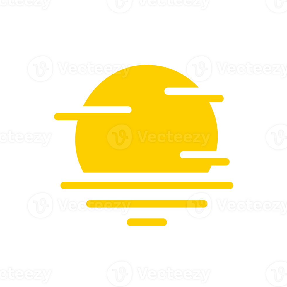 The sun sets on the sea on a summer evening. png