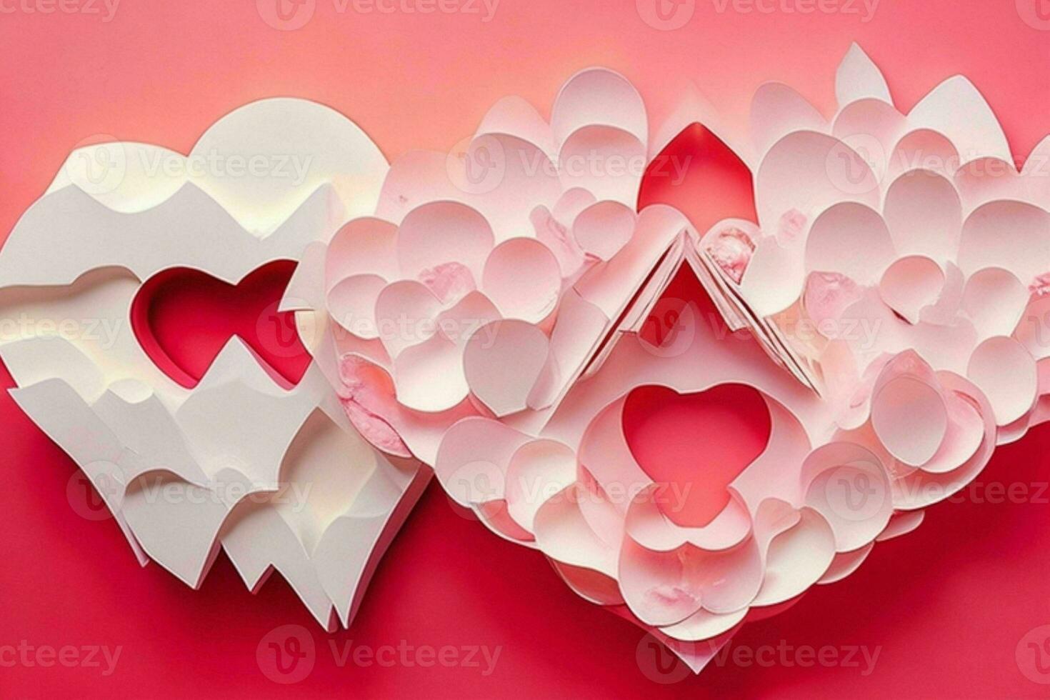 AI generated Cute love paper cut style romantic scenery. Valentines Day. Mother's Day anniversary. Pro Photo