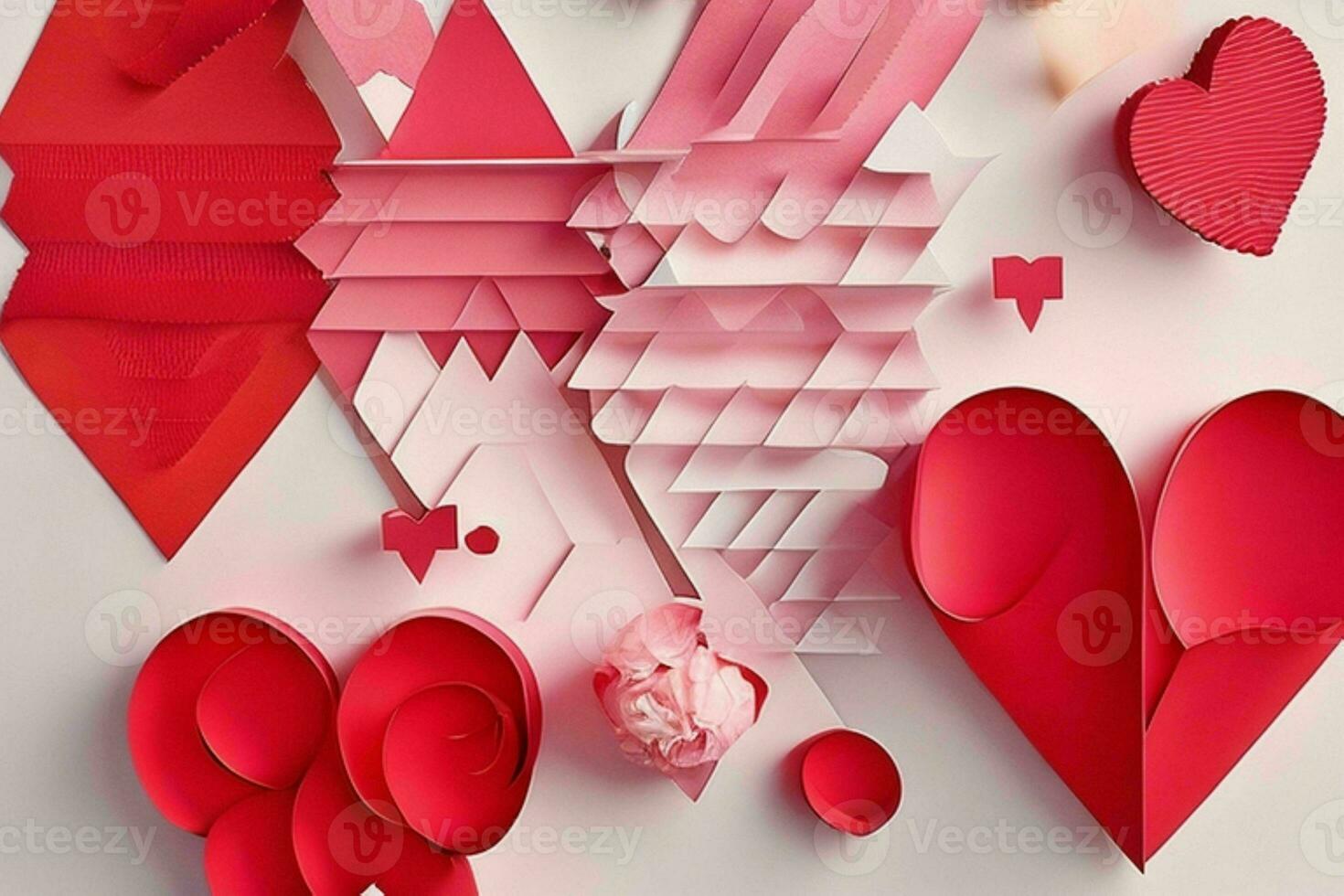 AI generated Cute love paper cut style romantic scenery. Valentines Day. Mother's Day anniversary. Pro Photo
