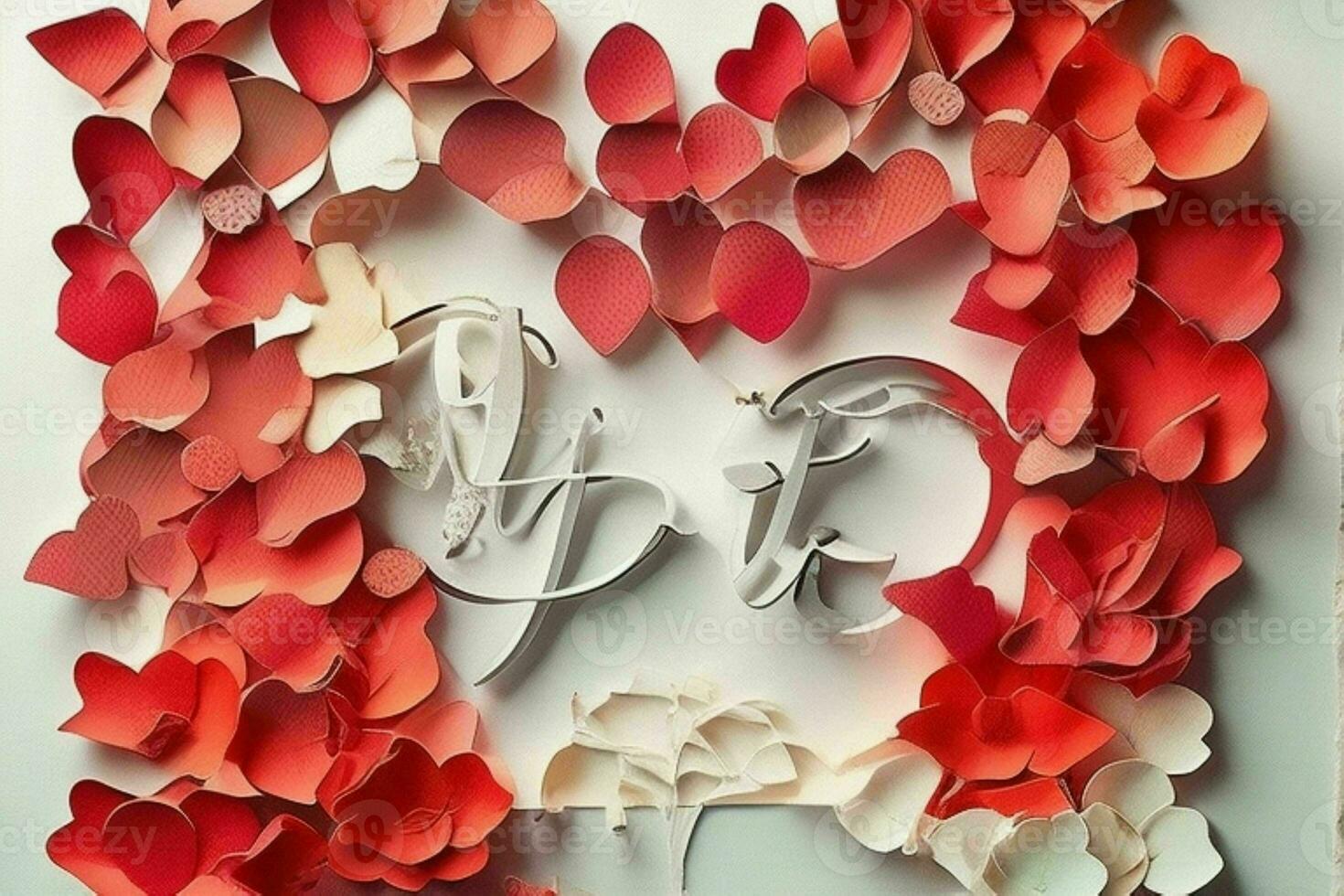 AI generated Cute love paper cut style romantic scenery. Valentines Day. Mother's Day anniversary. Pro Photo