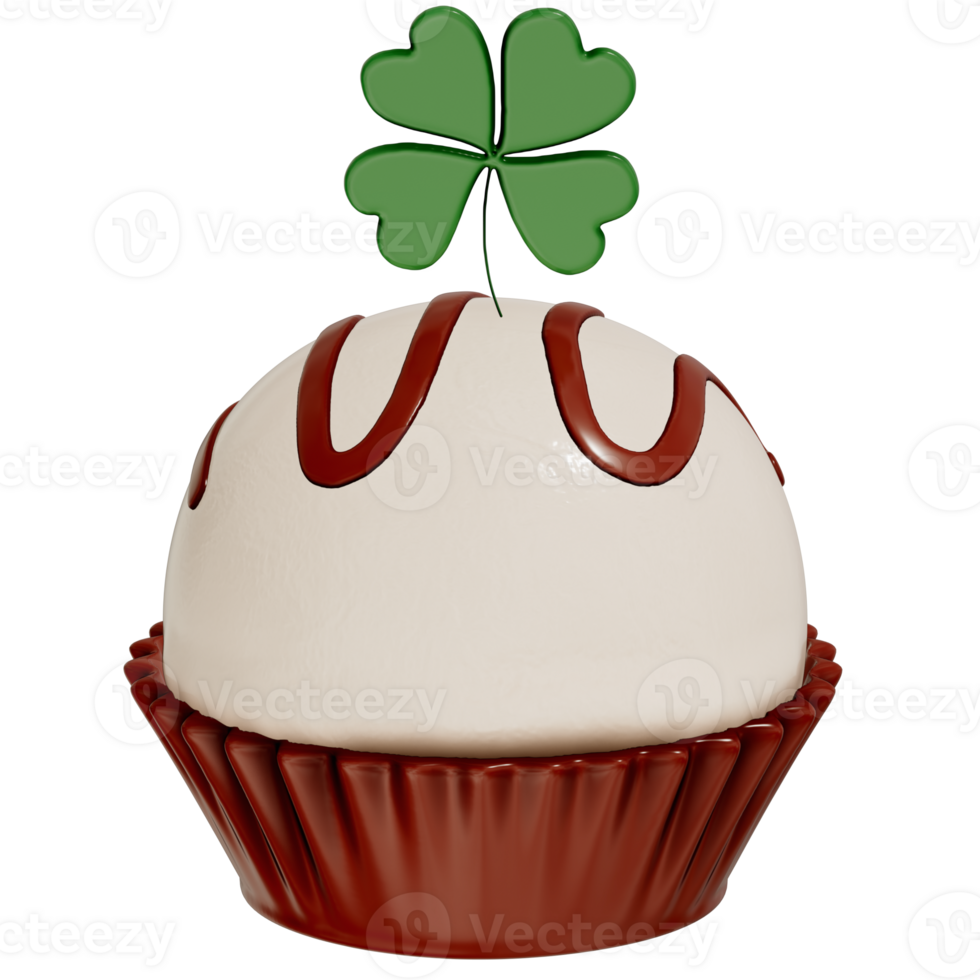 St. Patrick's day dessert Chocolate Mint Truffles with shamrock on transparent background, 3D Rendering png