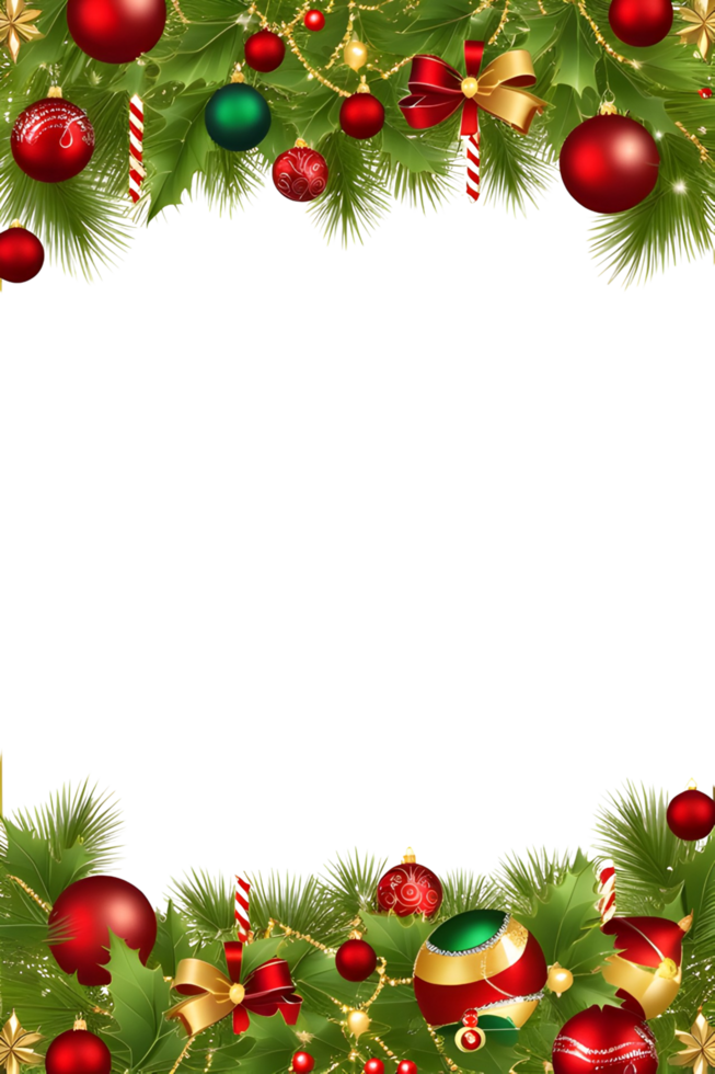AI generated Christmas border frame PNG transparent background