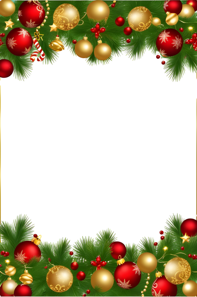 AI generated Christmas border frame PNG transparent background