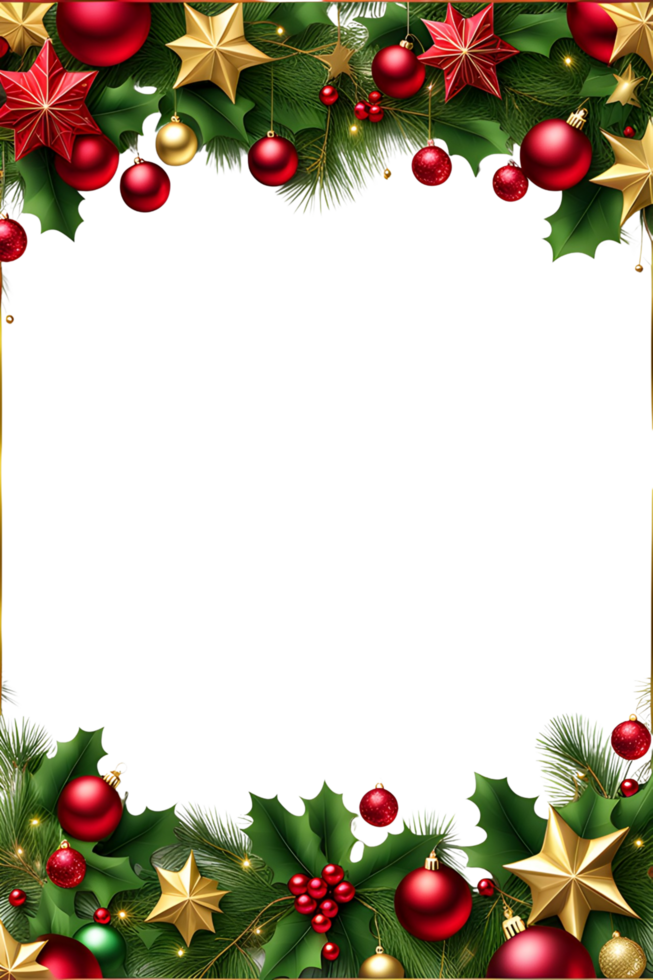 AI generated Christmas border frame PNG transparent background
