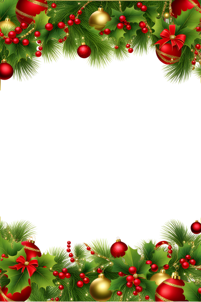 AI generated Christmas border frame PNG transparent background