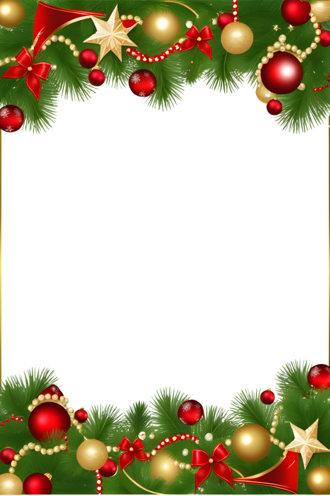 AI generated Christmas border frame PNG transparent background