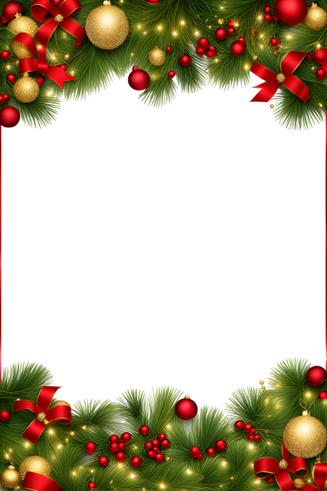 AI generated Christmas border frame PNG transparent background