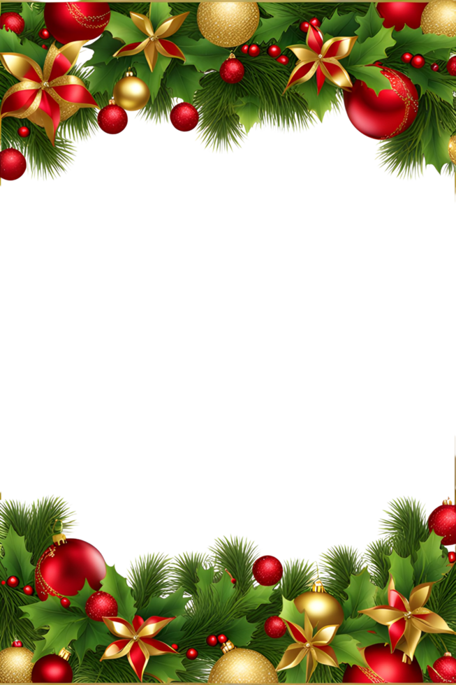 AI generated Christmas border frame PNG transparent background