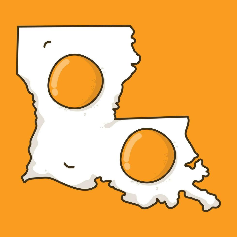 louisiana map in sunny side up egg style vector illustration