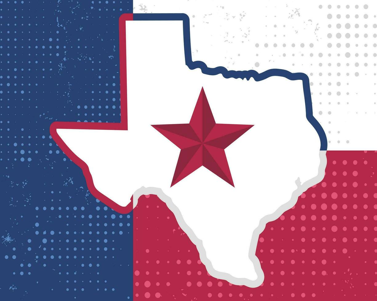 Texas mapa con estrella y color firmar vector