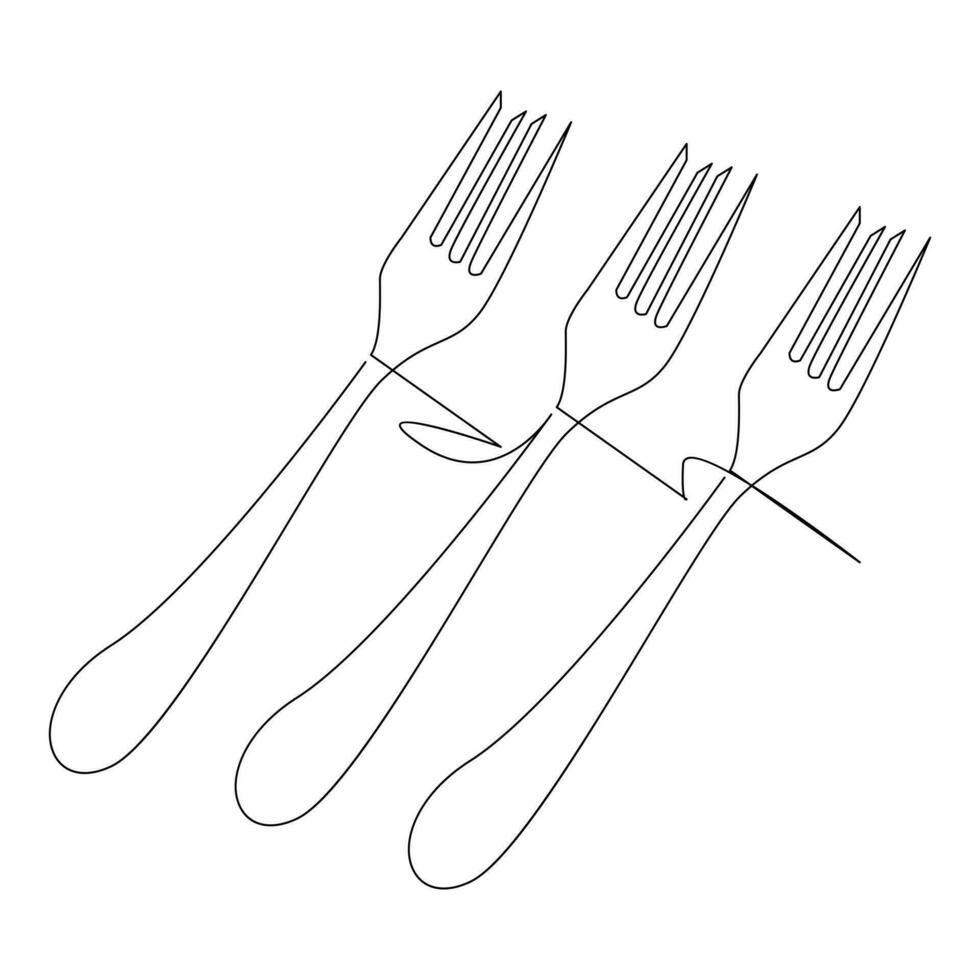 Knife and fork continuous single line outline vector art drawing and simple one line minimalist design