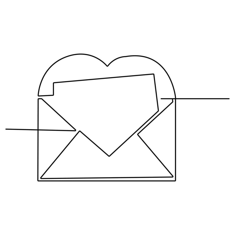 Love letter continuous single line outline vector art drawing and simple one line minimalist design